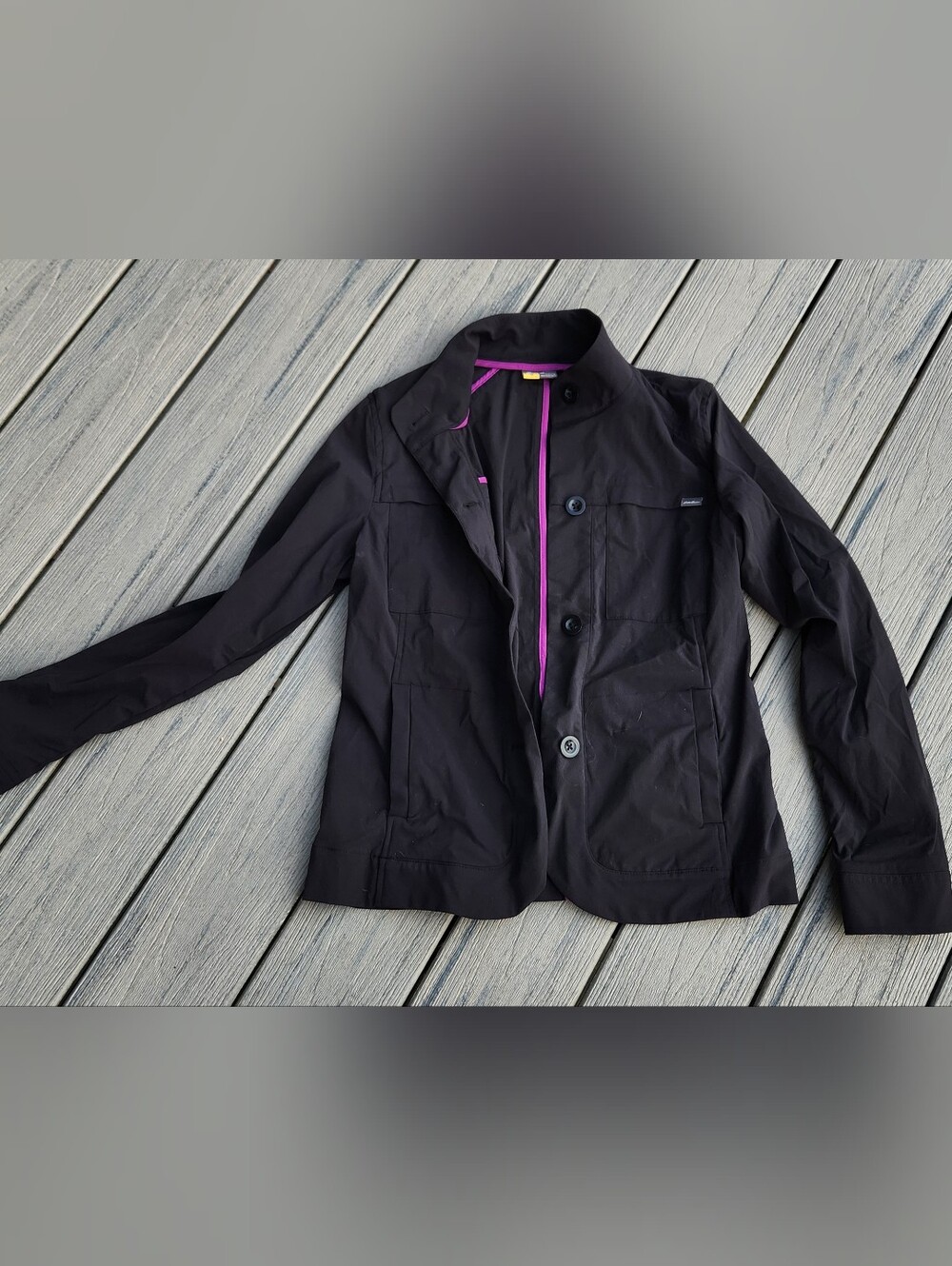 Eddie Bauer Black Women's Blazer with Pink Interior Trim